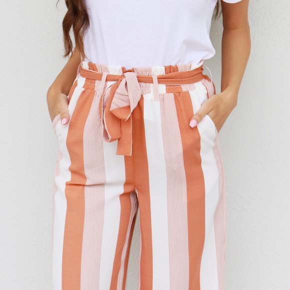 apricot striped pants - Picture 3 of 5